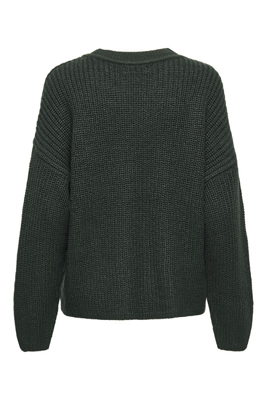 Pull June col rond vert foncé manches longues JDY