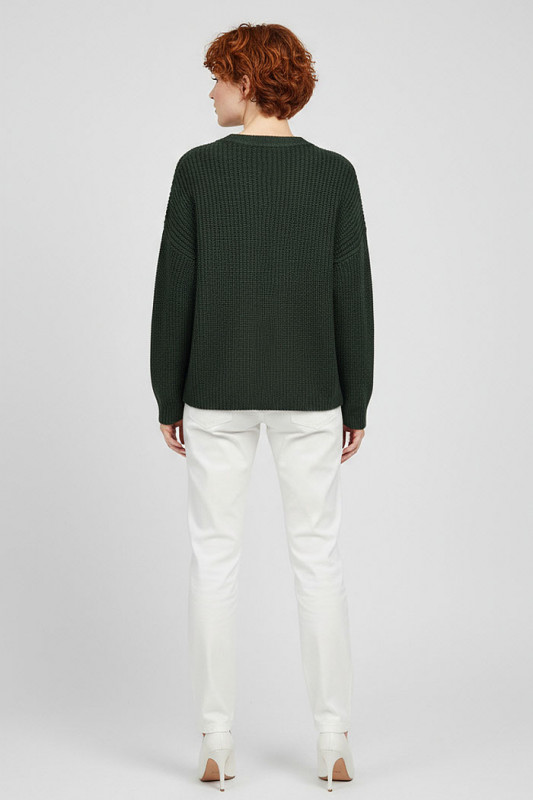 Pull June col rond vert foncé