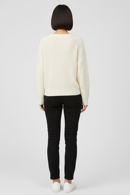 Pull June col rond beige clair