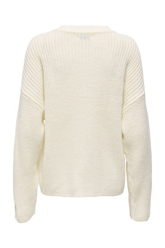 Pull June col rond beige clair femme Only manches longues