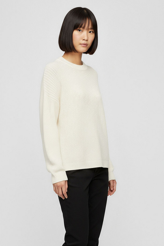 Pull June col rond beige clair femme