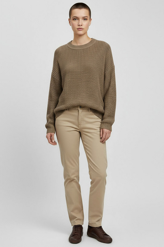 Pull June col rond noisette femme JDY