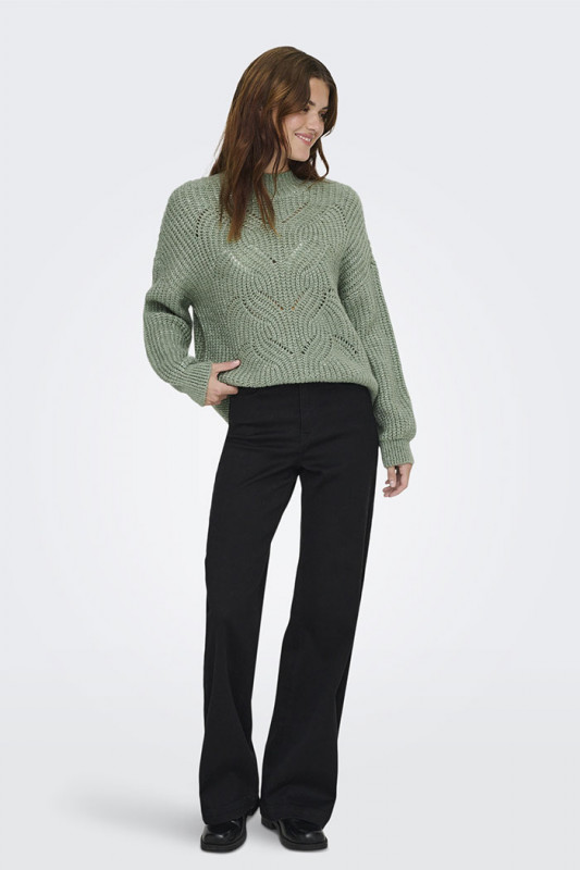 Pull en maille Rubine vert d'eau manches longues femme Only