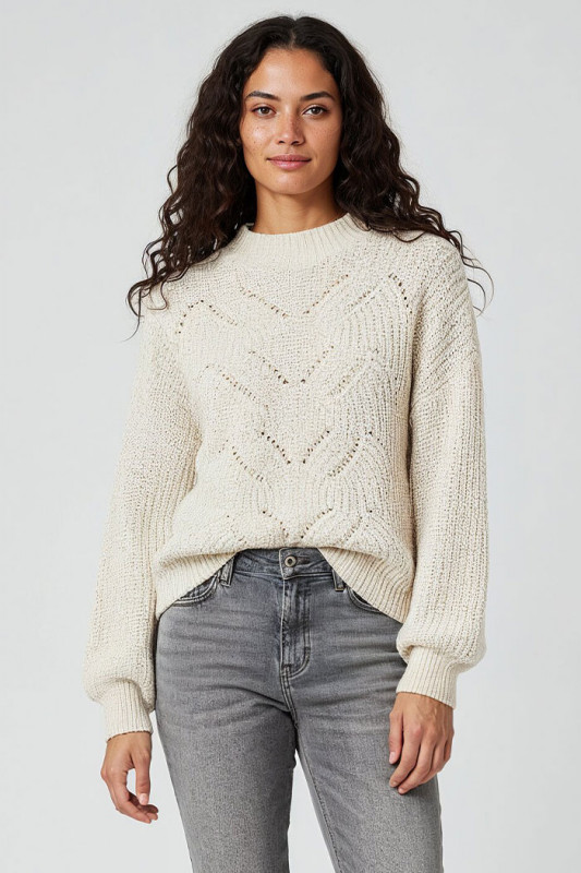 Pull en maille Rubine beige clair femme