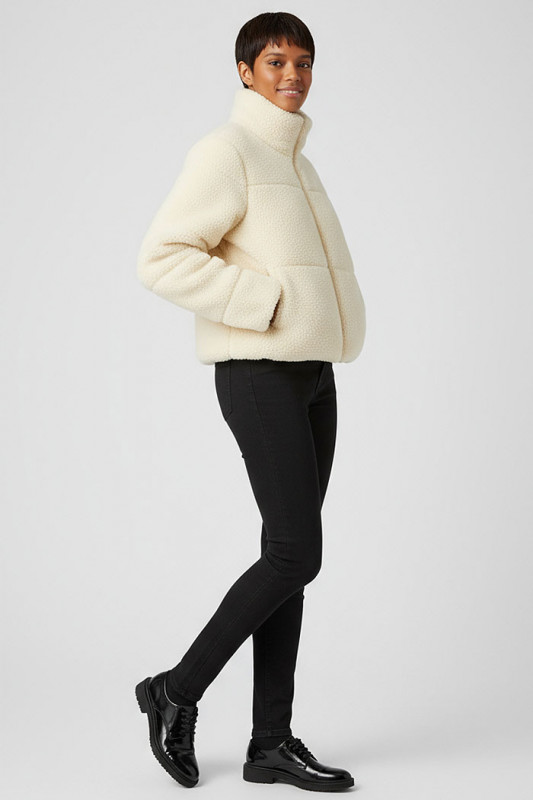 Blouson sherpa Sandra beige clair femme Only