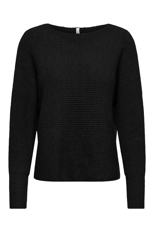 >Pull en maille Deni noir intense Only col bateau