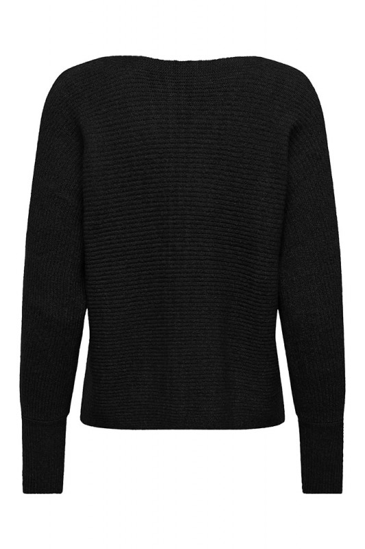 >Pull en maille Deni noir intense femme Only col bateau