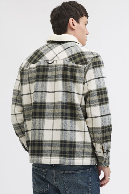 Surchemise Teddy à carreaux beige et kaki