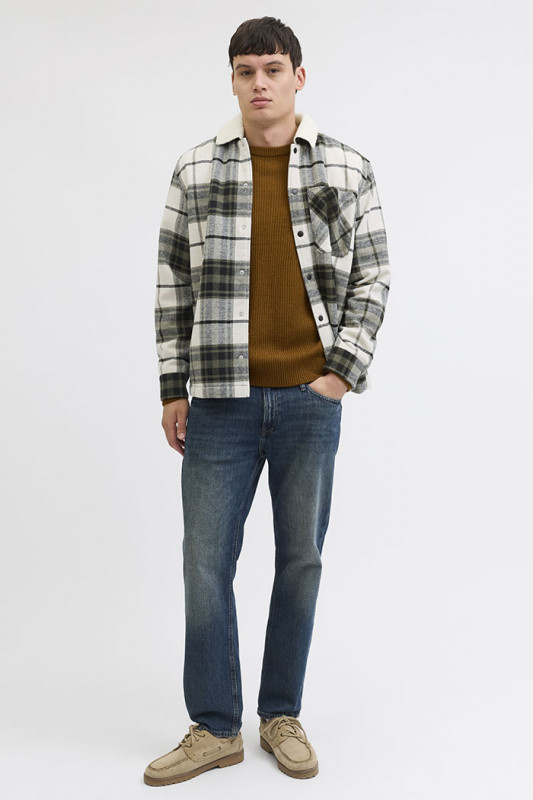 Surchemise Teddy à carreaux beige et kaki jack & jones