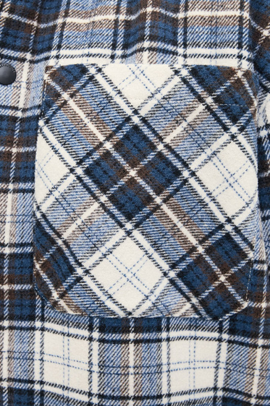 Surchemise Teddy à carreaux beige et bleu j&j  homme