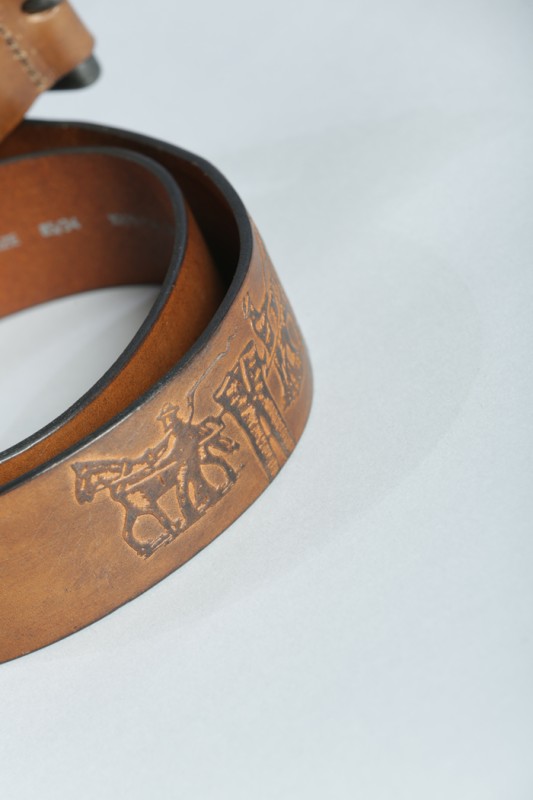 Ceinture En Cuir Marron Justin Bent Rail - Taille 32 - Occasion - Fabriqué Aux USA