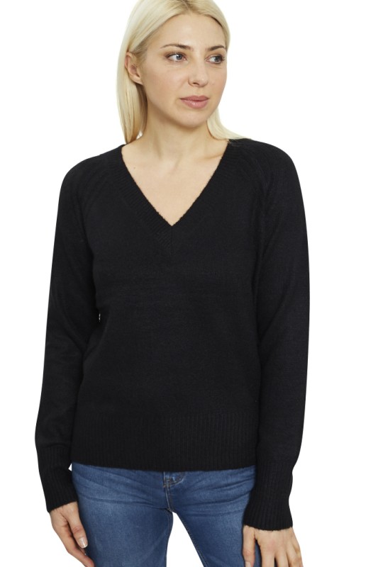 Pull noir col V