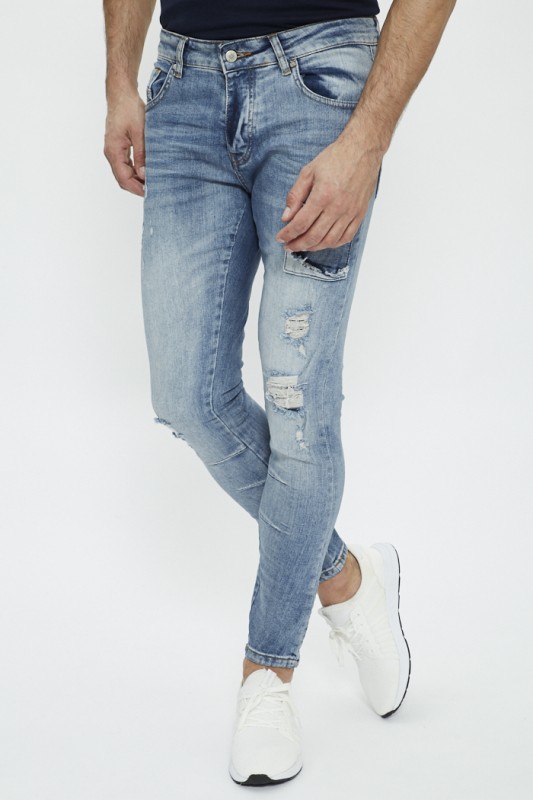 Jeans slim usé