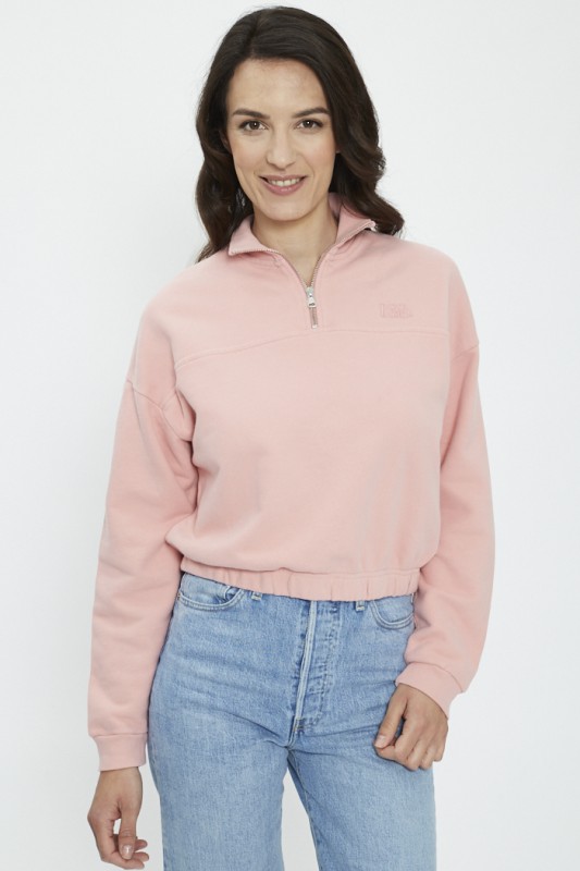 Sweat zippé rose