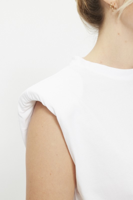 Top blanc épaulettes