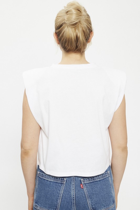 Top blanc épaulettes