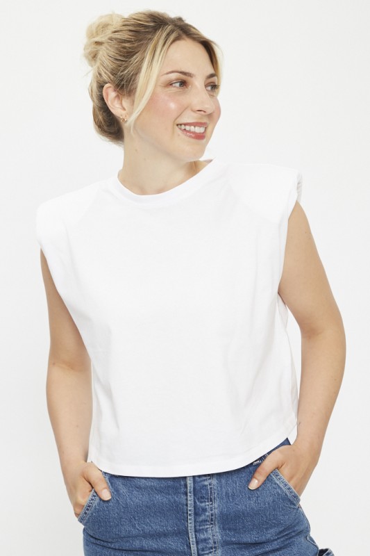 Top blanc épaulettes