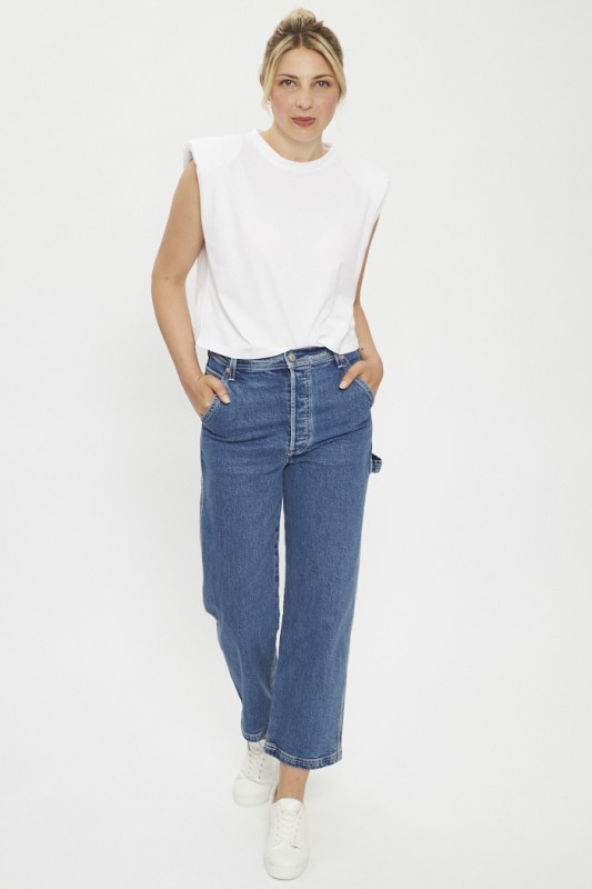 Top blanc épaulettes