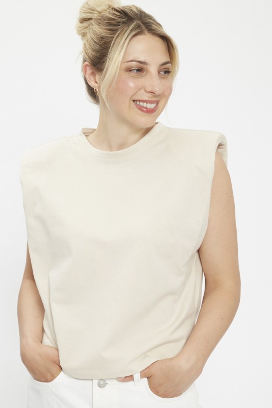 Top beige épaulettes 