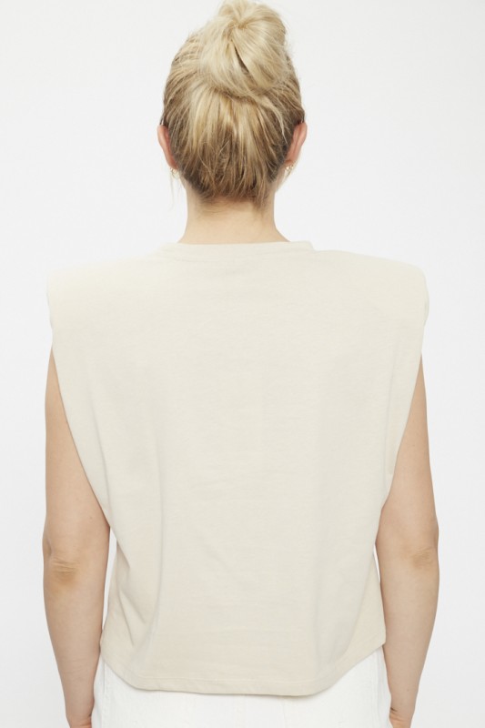 Top beige épaulettes 