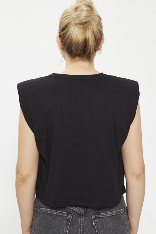 Top noir épaulettes