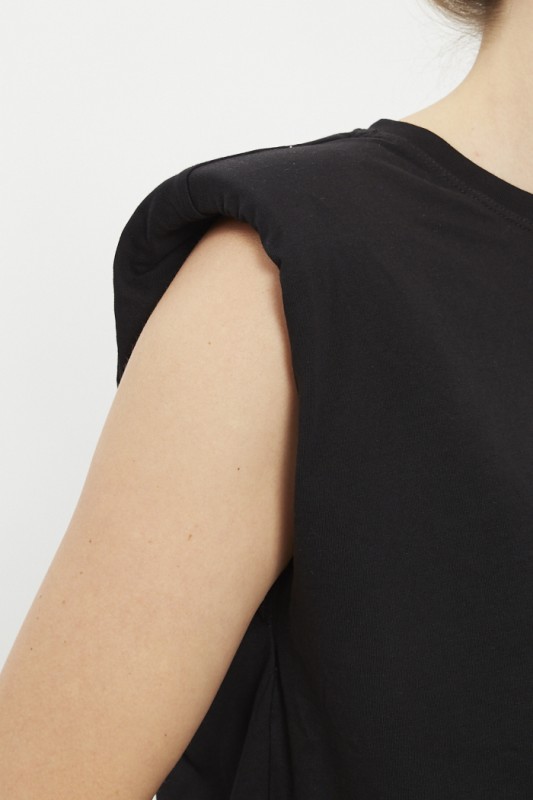 Top noir épaulettes