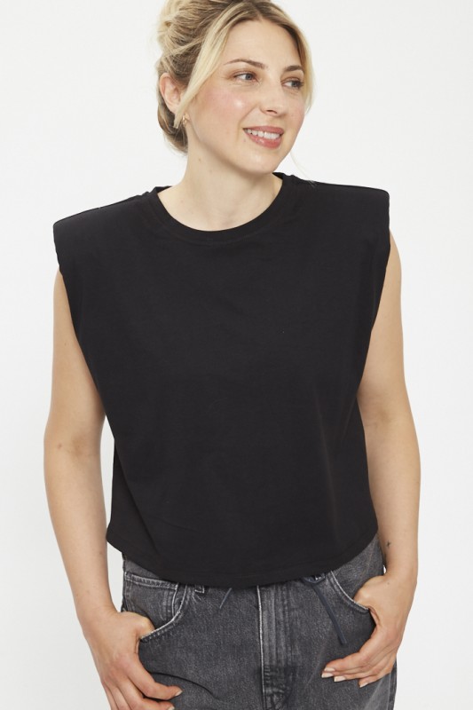 Top noir épaulettes