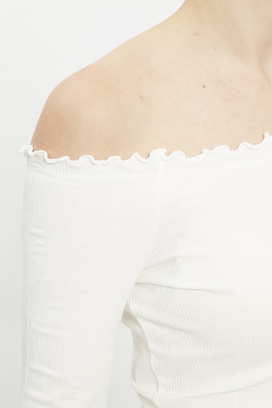 Top blanc côtelé