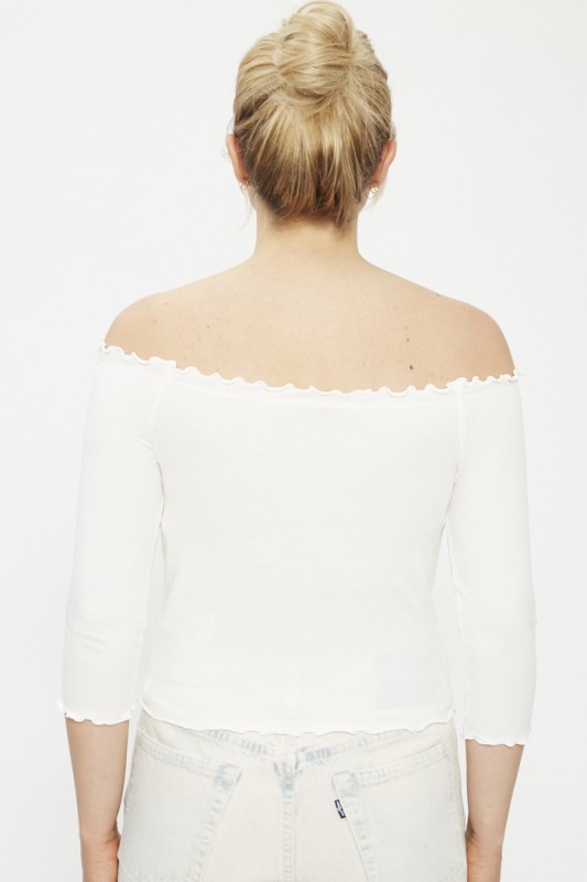 Top blanc côtelé