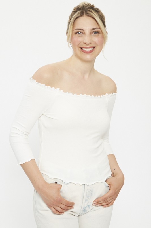 Top blanc côtelé