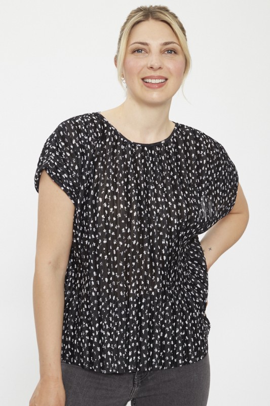 Blouse fleurie noire