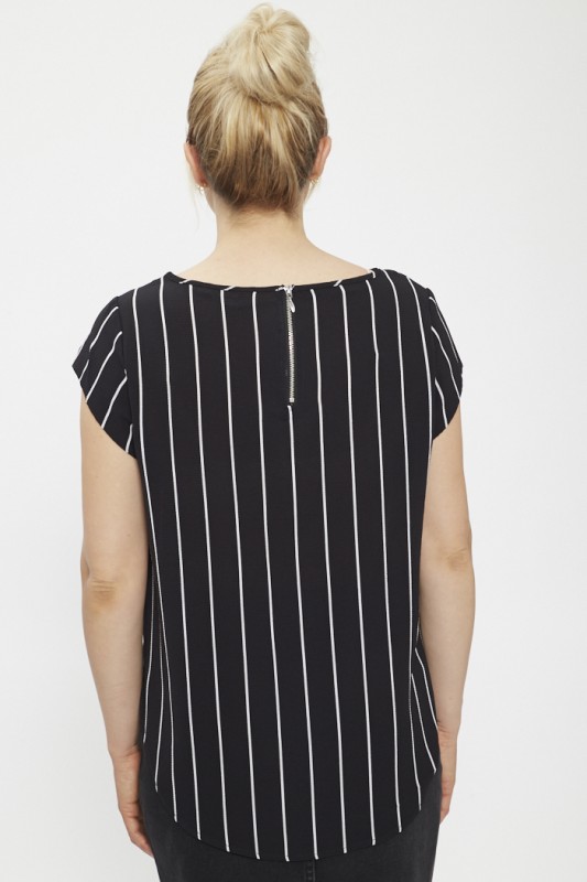 Blouse noire à rayures 