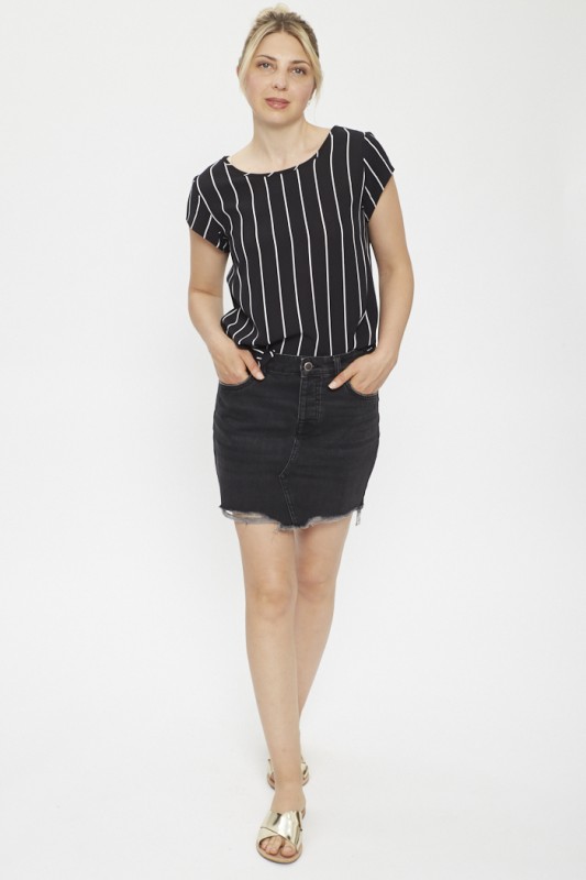 Blouse noire à rayures 