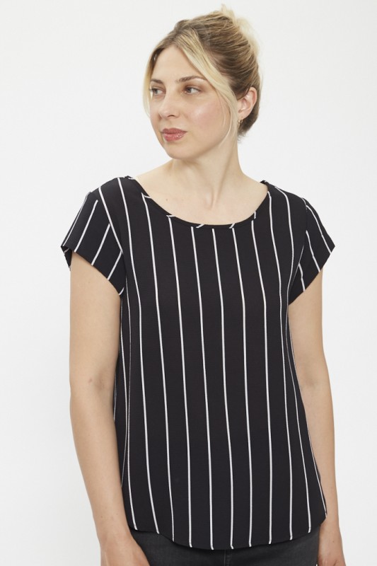 Blouse noire à rayures 