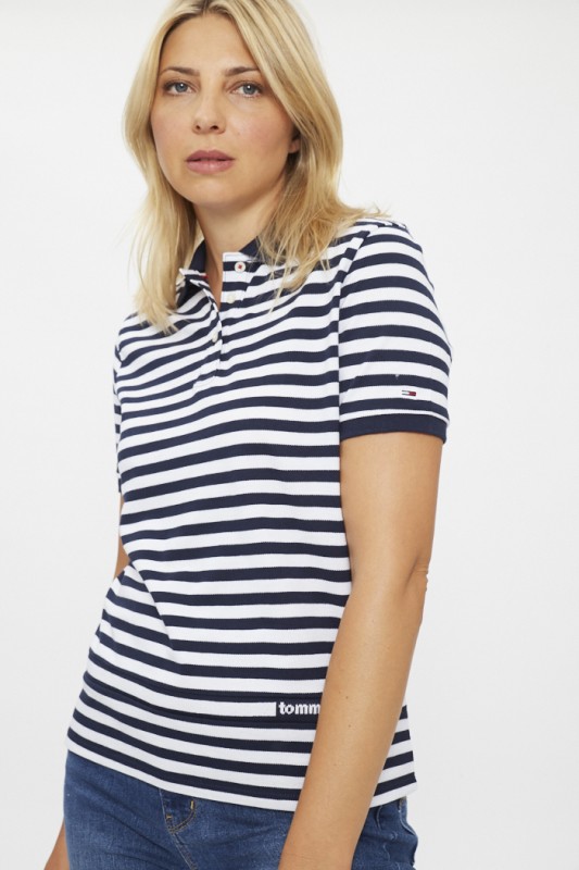 Polo rayé bleu