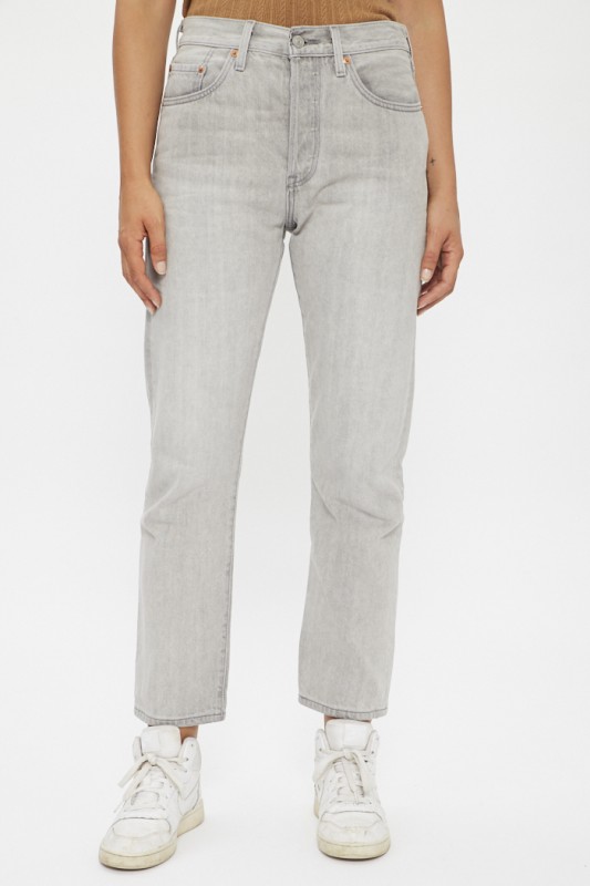 Jeans 501 cropped gris délavé femme