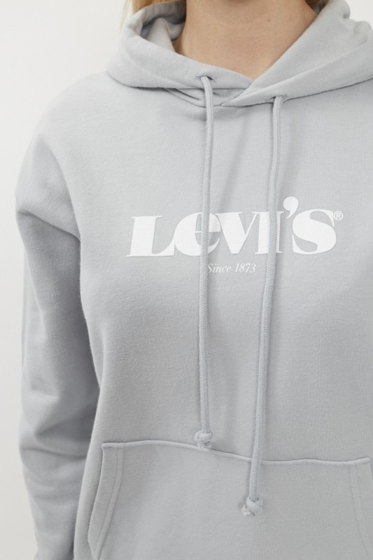 Sweat Levi's Pour Femme - Capuche Graphique Sport, Taille S, Gris - Occasion Très Bon état