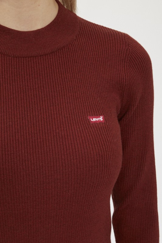 Pull côtelé rouge
