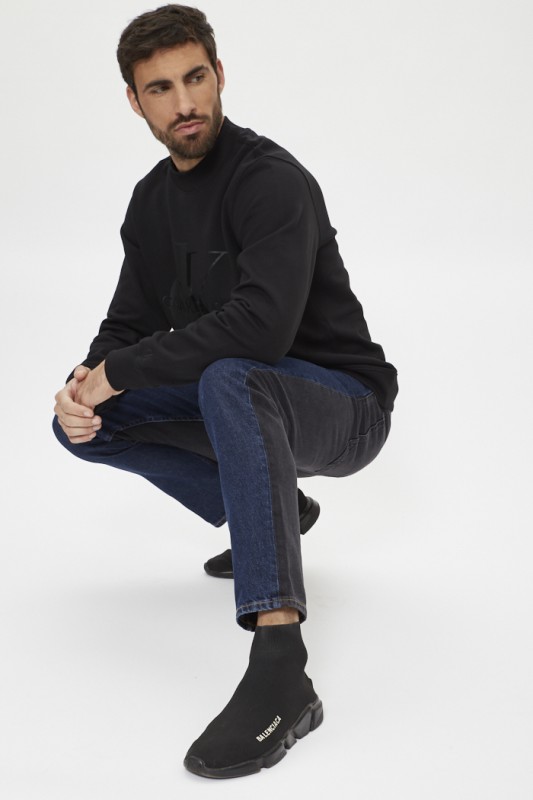 Jeans droit bicolore