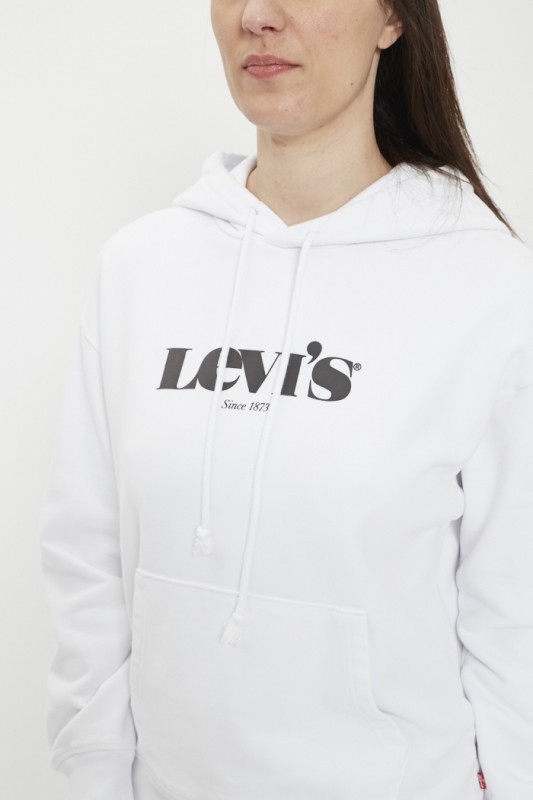 Sweat blanc à capuche