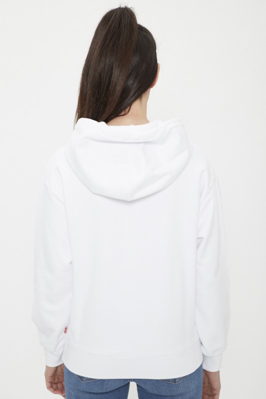 Sweat blanc à capuche