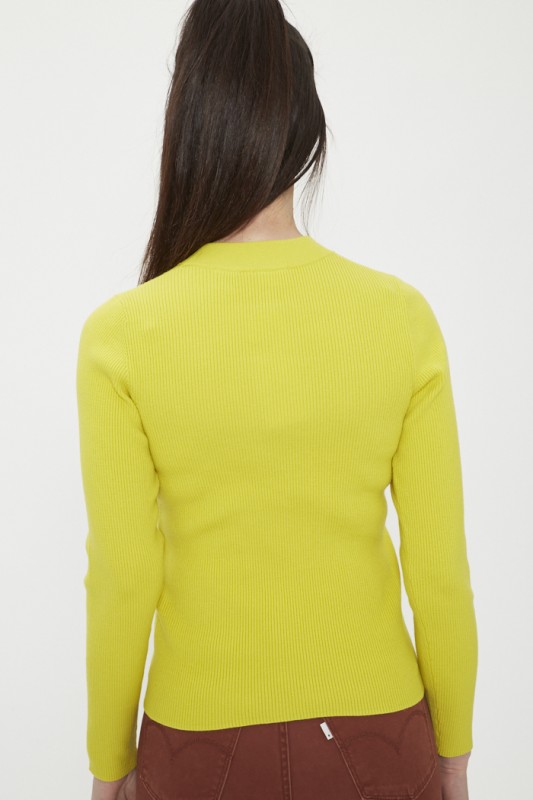 Pull côtelé jaune