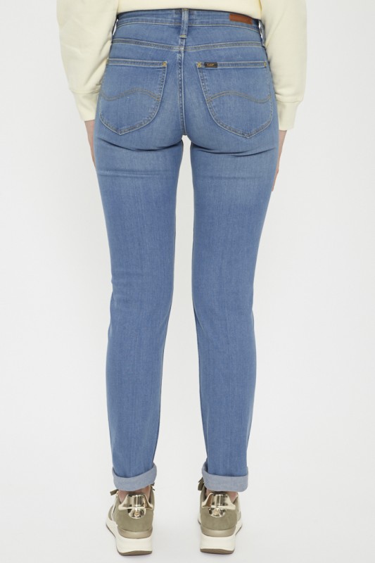 Jeans Elly coupe slim bleu délavé coton mélangé
