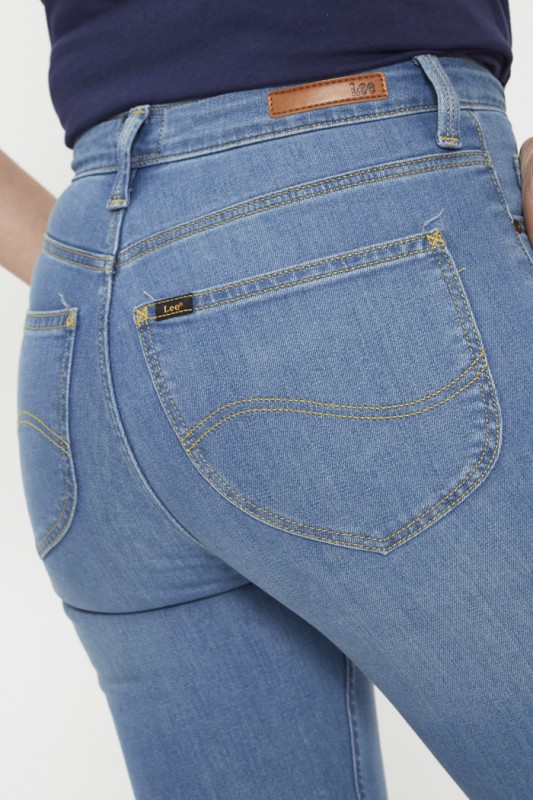 Jeans Scarlett skinny bleu délavé coton et élasthanne