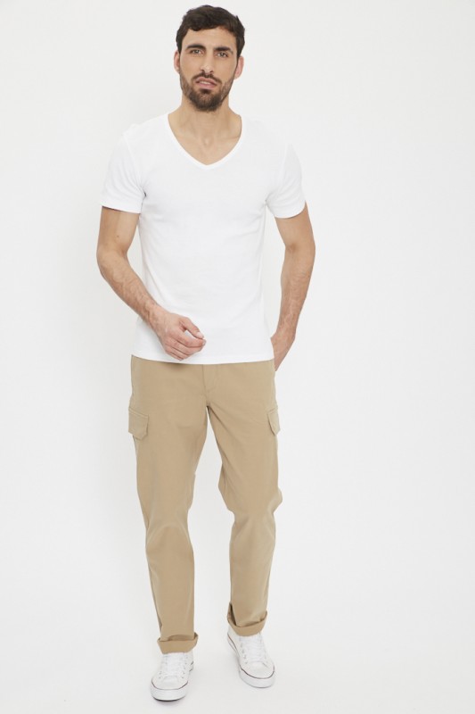Pantalon cargo beige