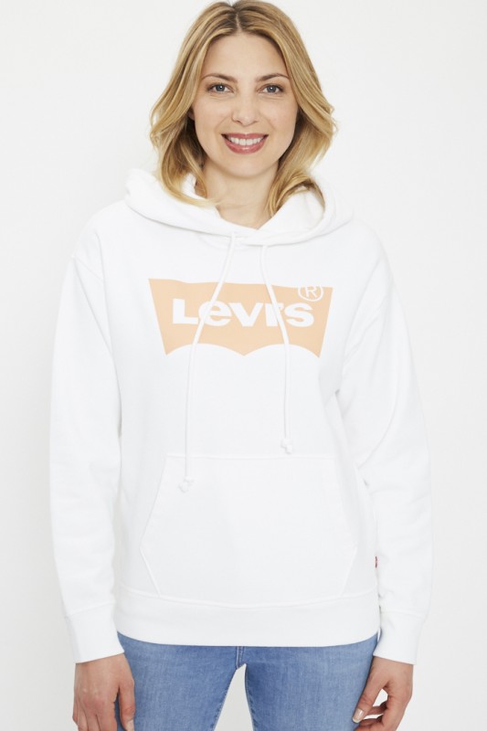 Sweat blanc à capuche