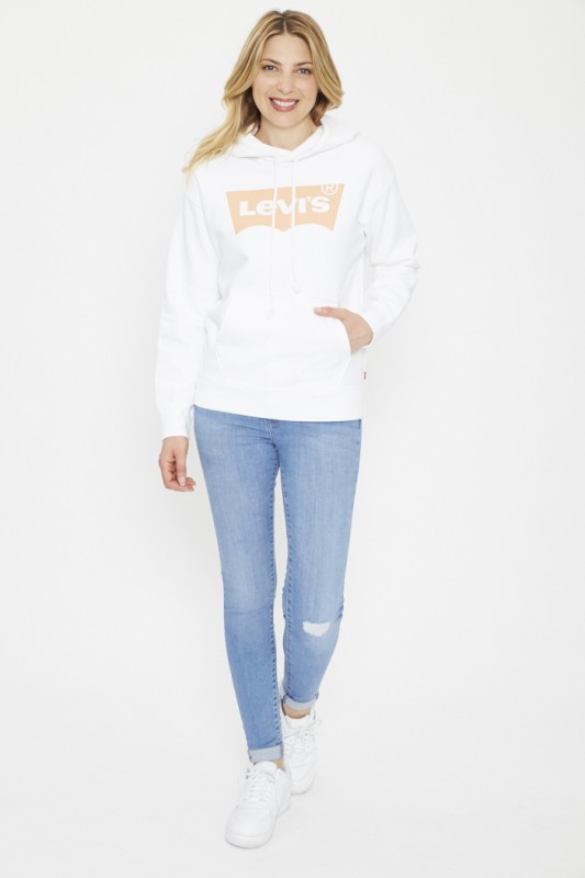 Sweat blanc à capuche