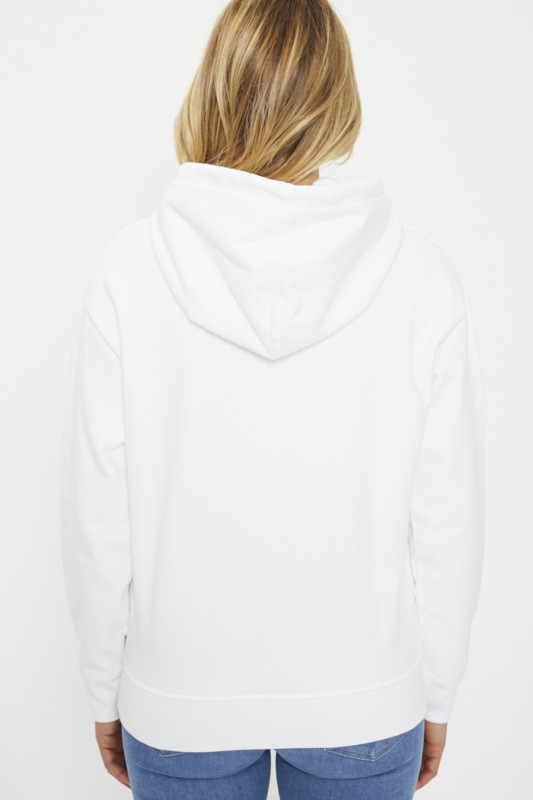 Sweat blanc à capuche