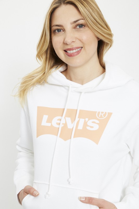 Sweat blanc à capuche