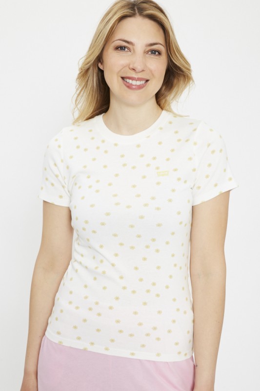 T-shirt blanc fleuri